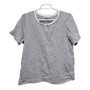 Ella Moss Stripe Tee XXL Gray White Cotton Shirt